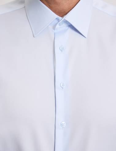 Açık Mavi Non İron Kolay Ütülenebilir Slim Fit Uzun Kollu Basic Gömlek