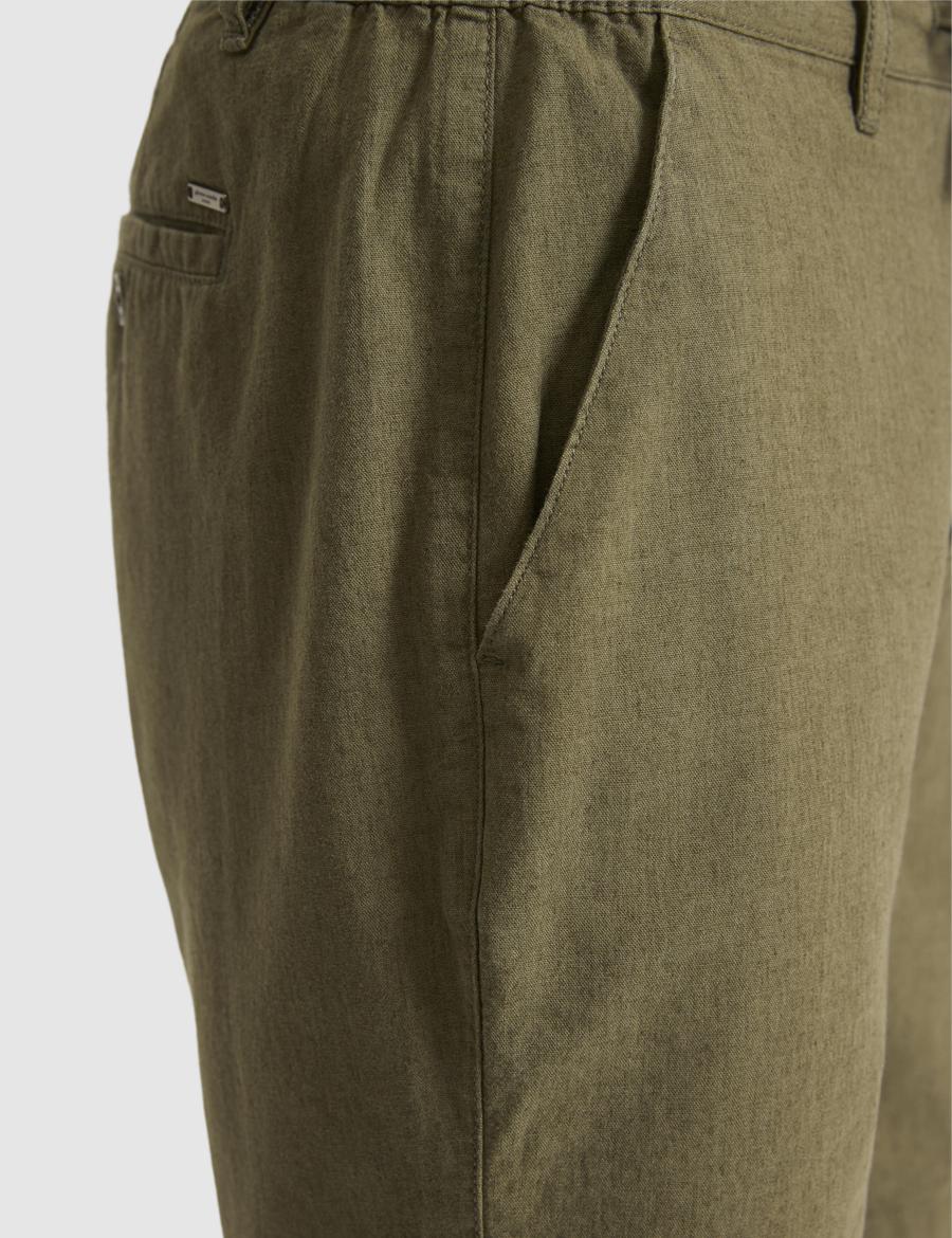 Haki Slim Fit Dokuma Şort