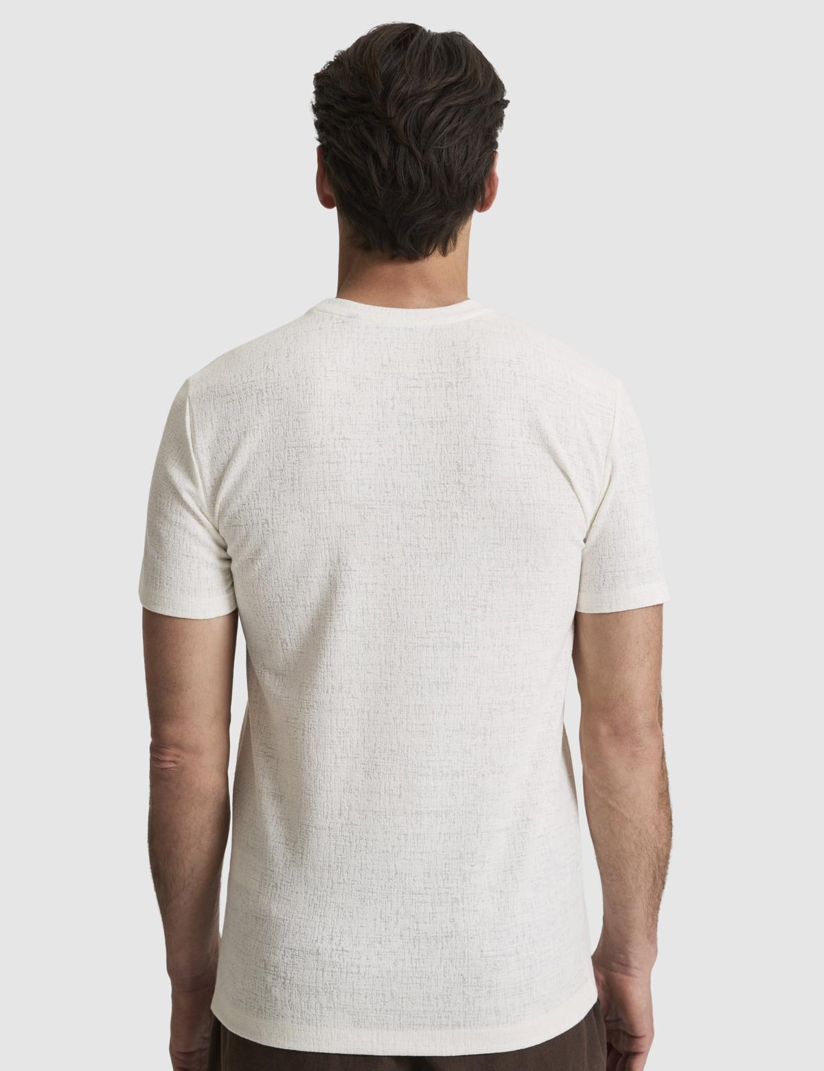 Ekru Slim Fit  Bisiklet Yaka Tişört - 50327864020