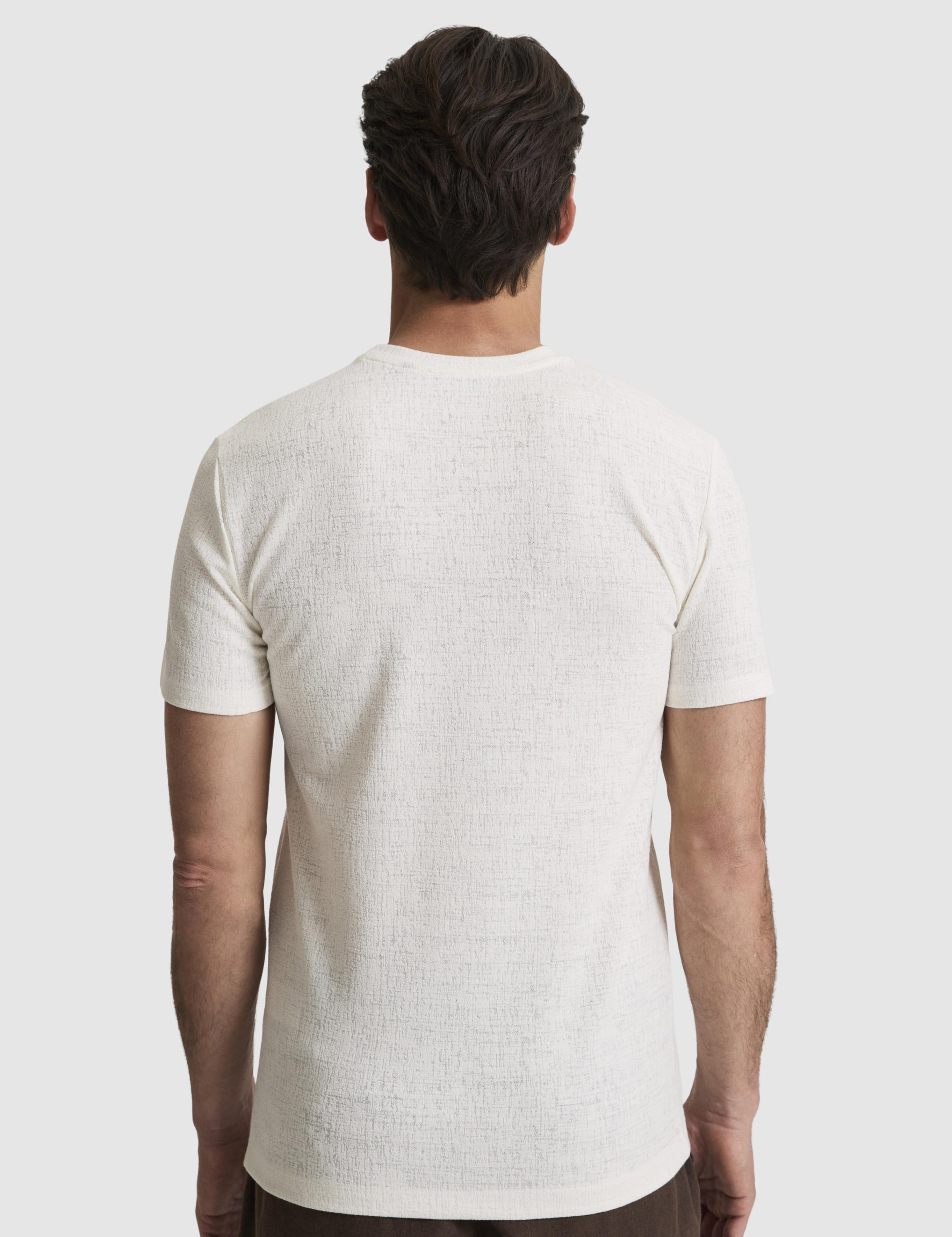 Ekru Slim Fit  Bisiklet Yaka Tişört