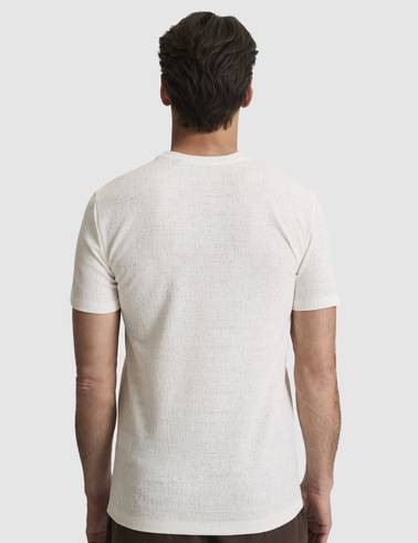Ekru Slim Fit  Bisiklet Yaka Tişört
