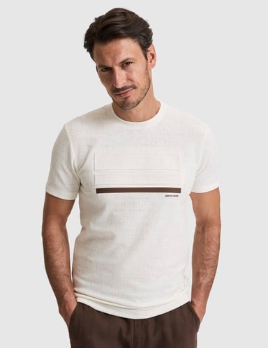 Ekru Slim Fit  Bisiklet Yaka Tişört