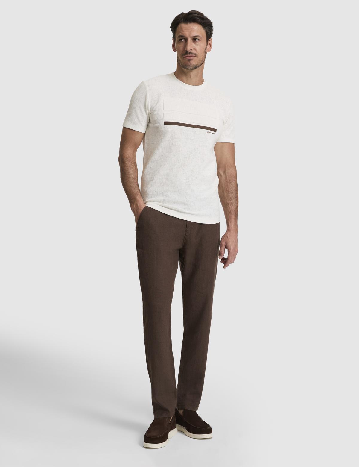 Ekru Slim Fit  Bisiklet Yaka Tişört - 50327864020