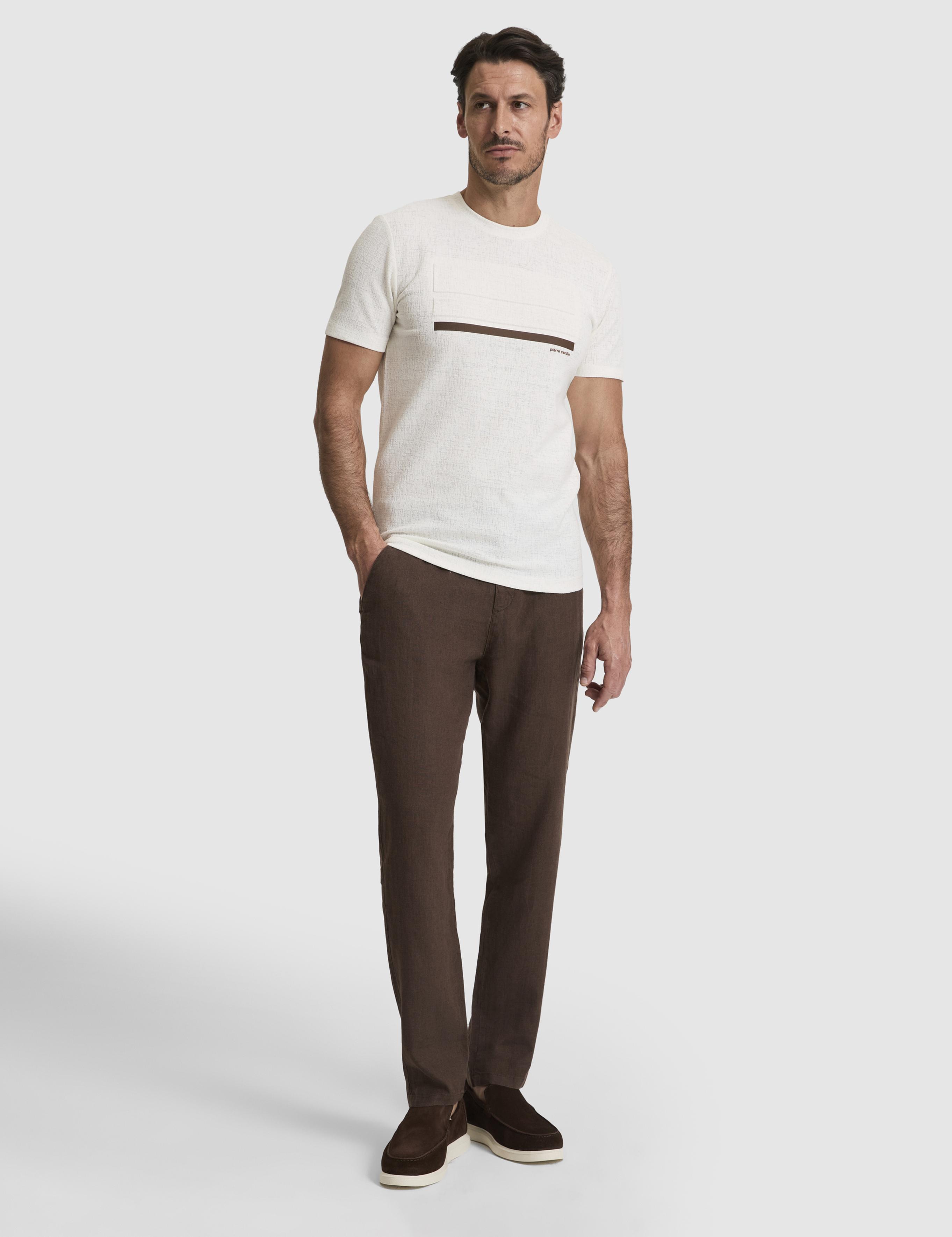 Ekru Slim Fit  Bisiklet Yaka Tişört