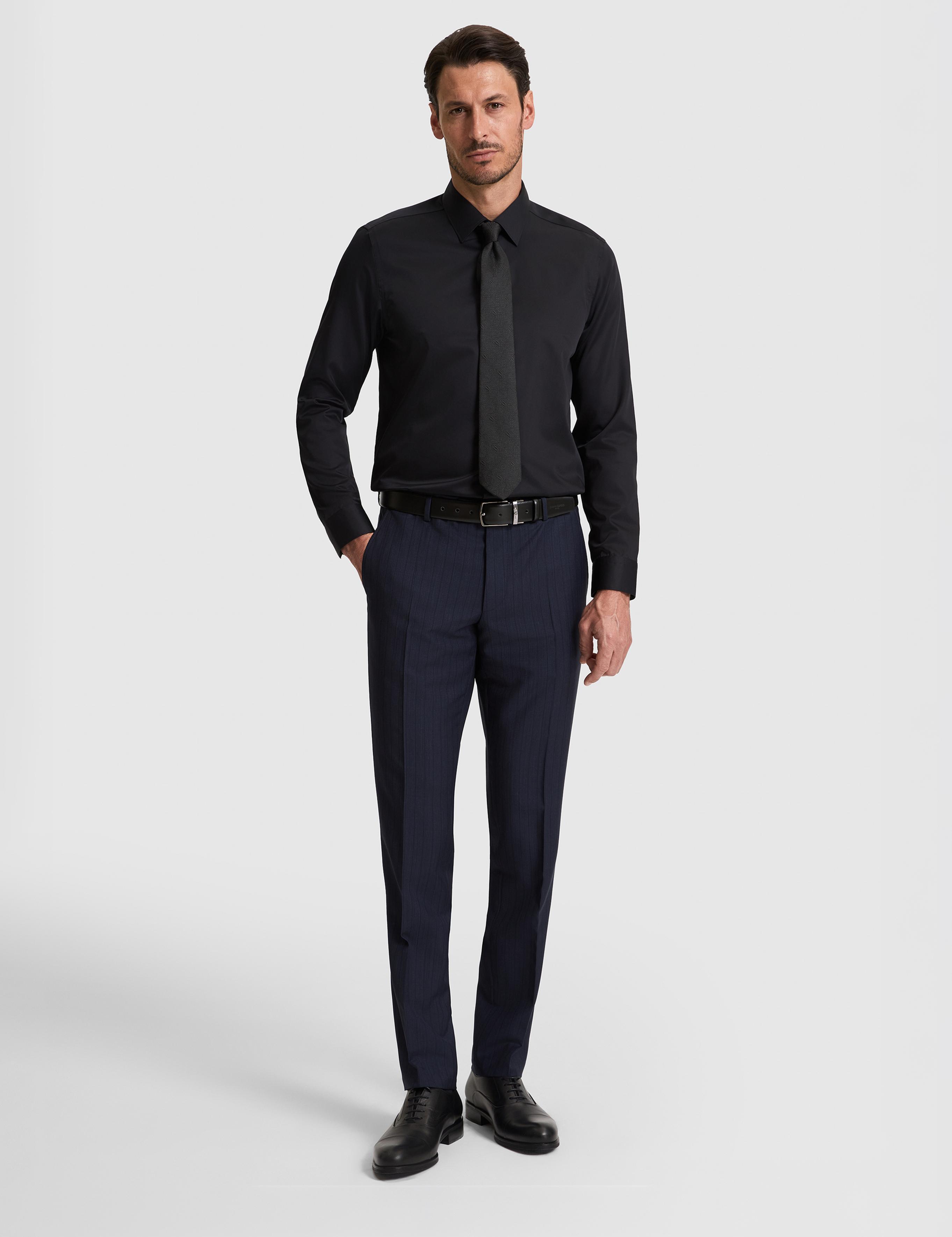 Siyah Slim Fit Uzun Kollu Basic Gömlek