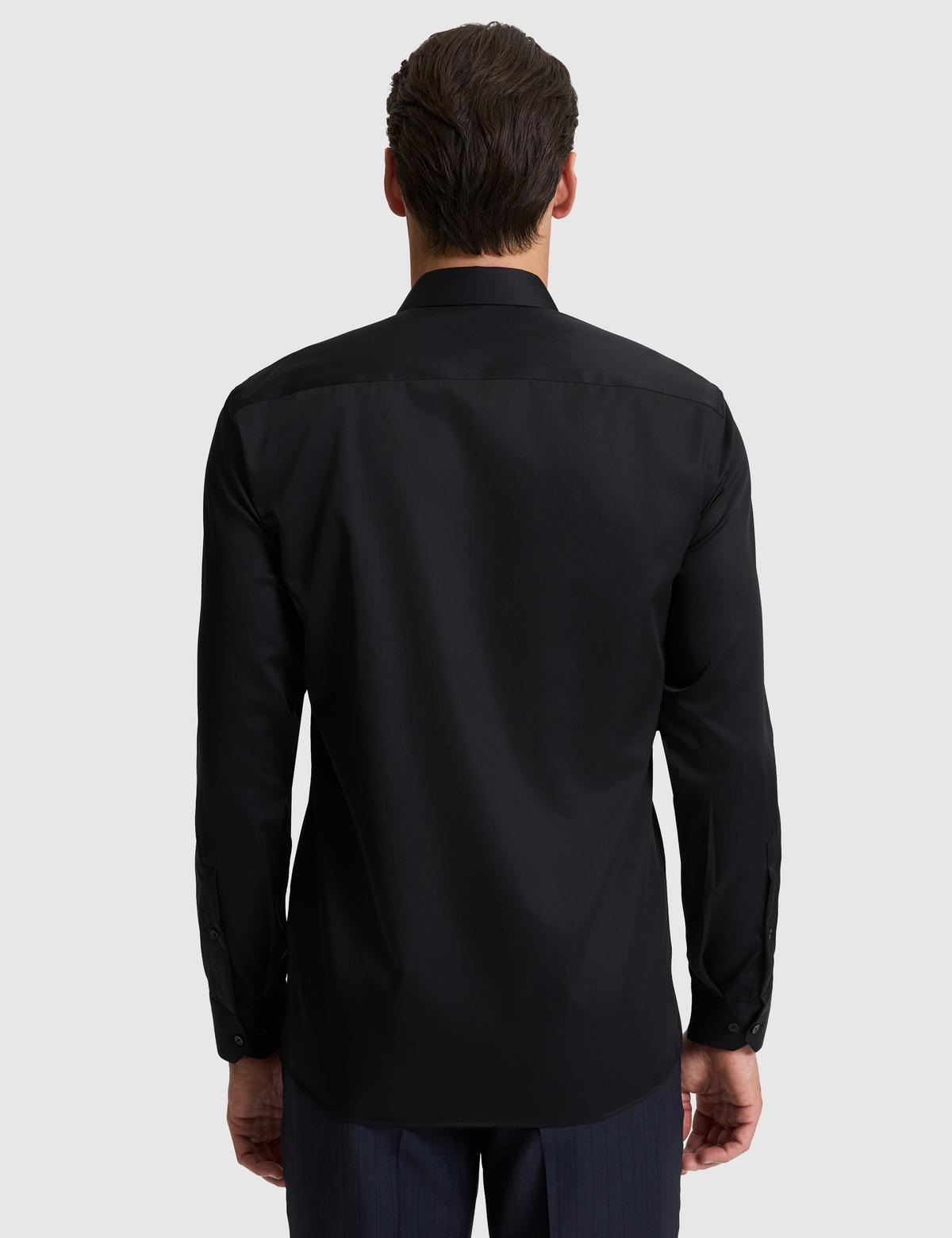 Siyah Slim Fit Uzun Kollu Basic Gömlek - 50321020023
