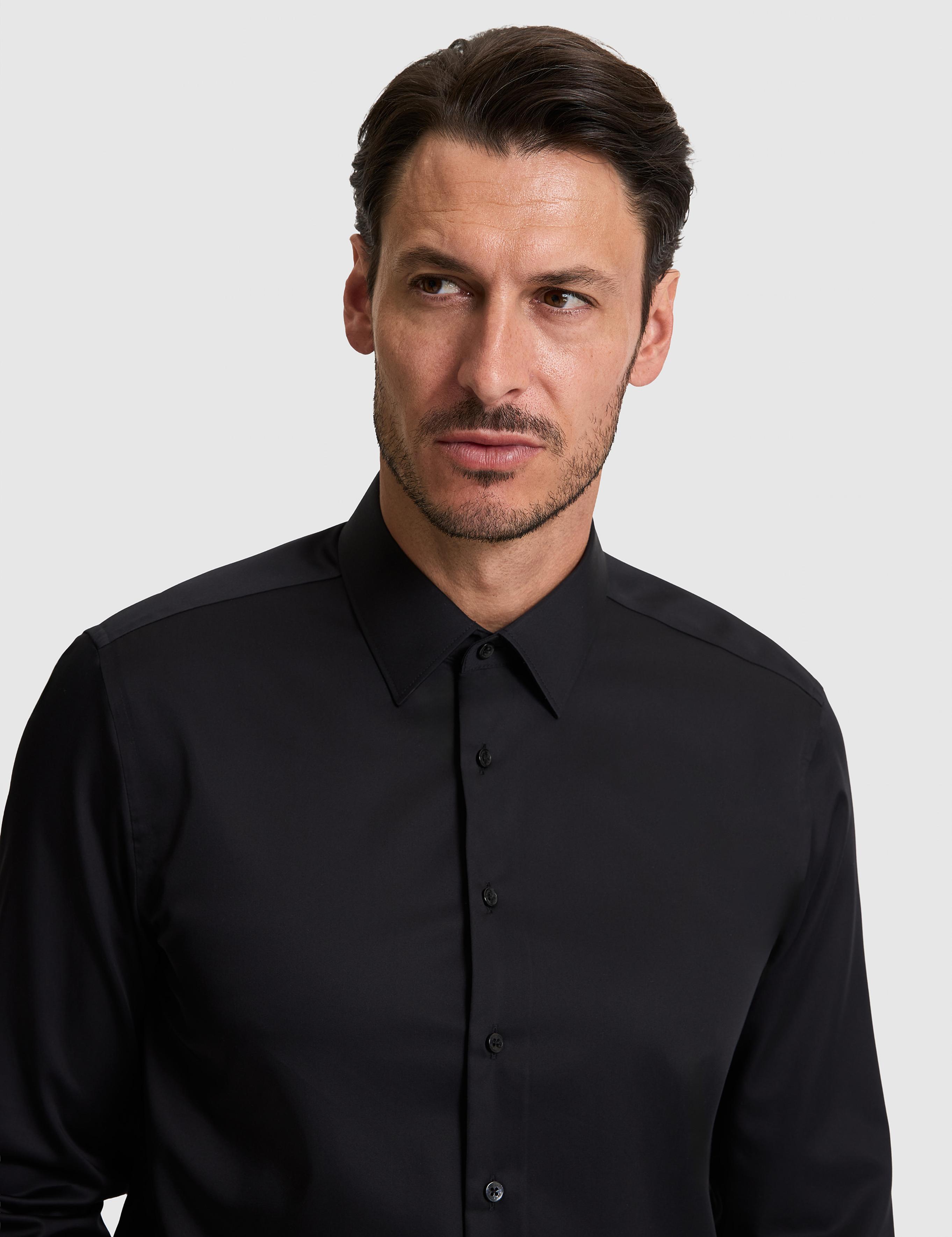 Siyah Slim Fit Uzun Kollu Basic Gömlek
