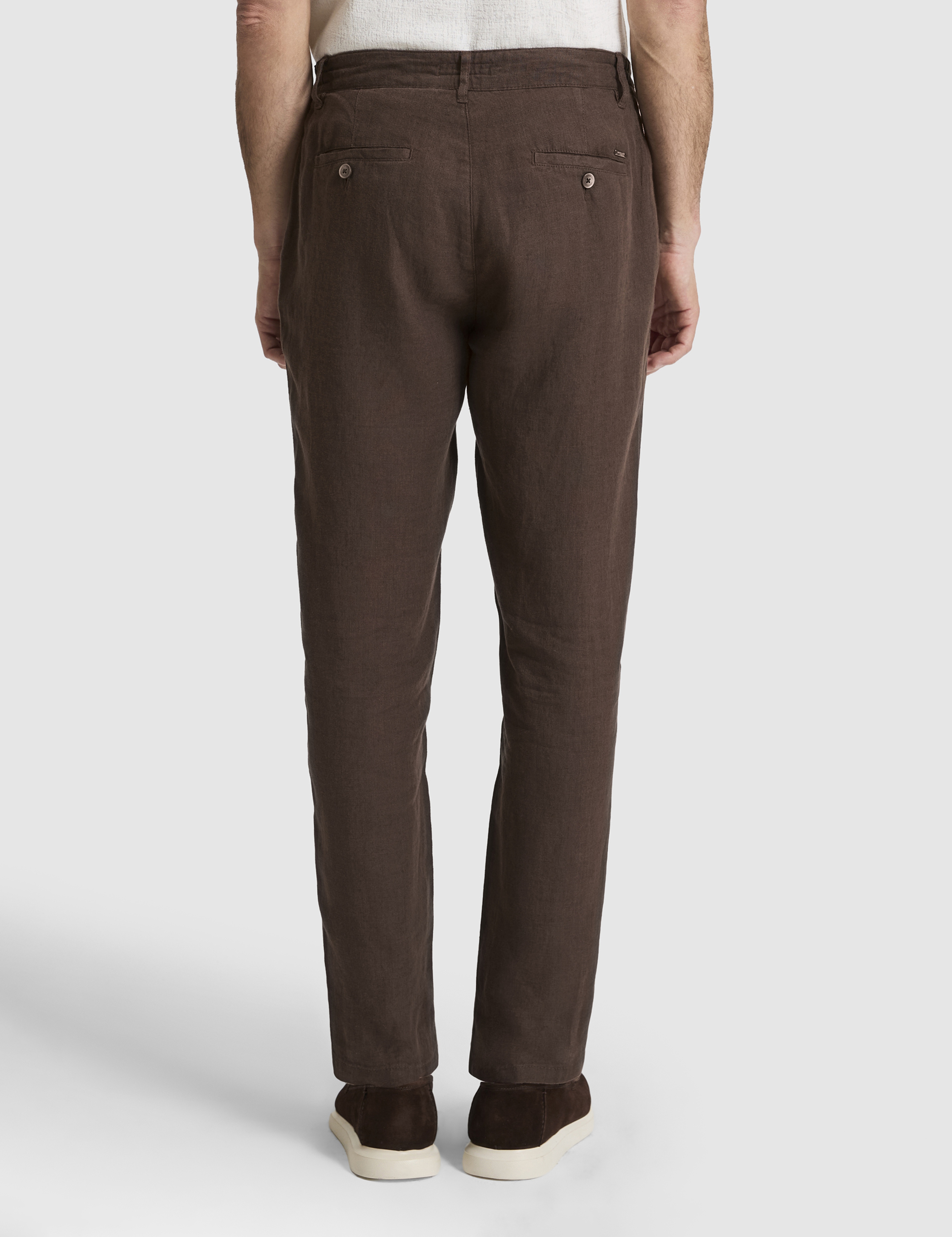 Koyu Kahverengi Carrot Fit %100 Keten Kanvas Pantolon - Image 5