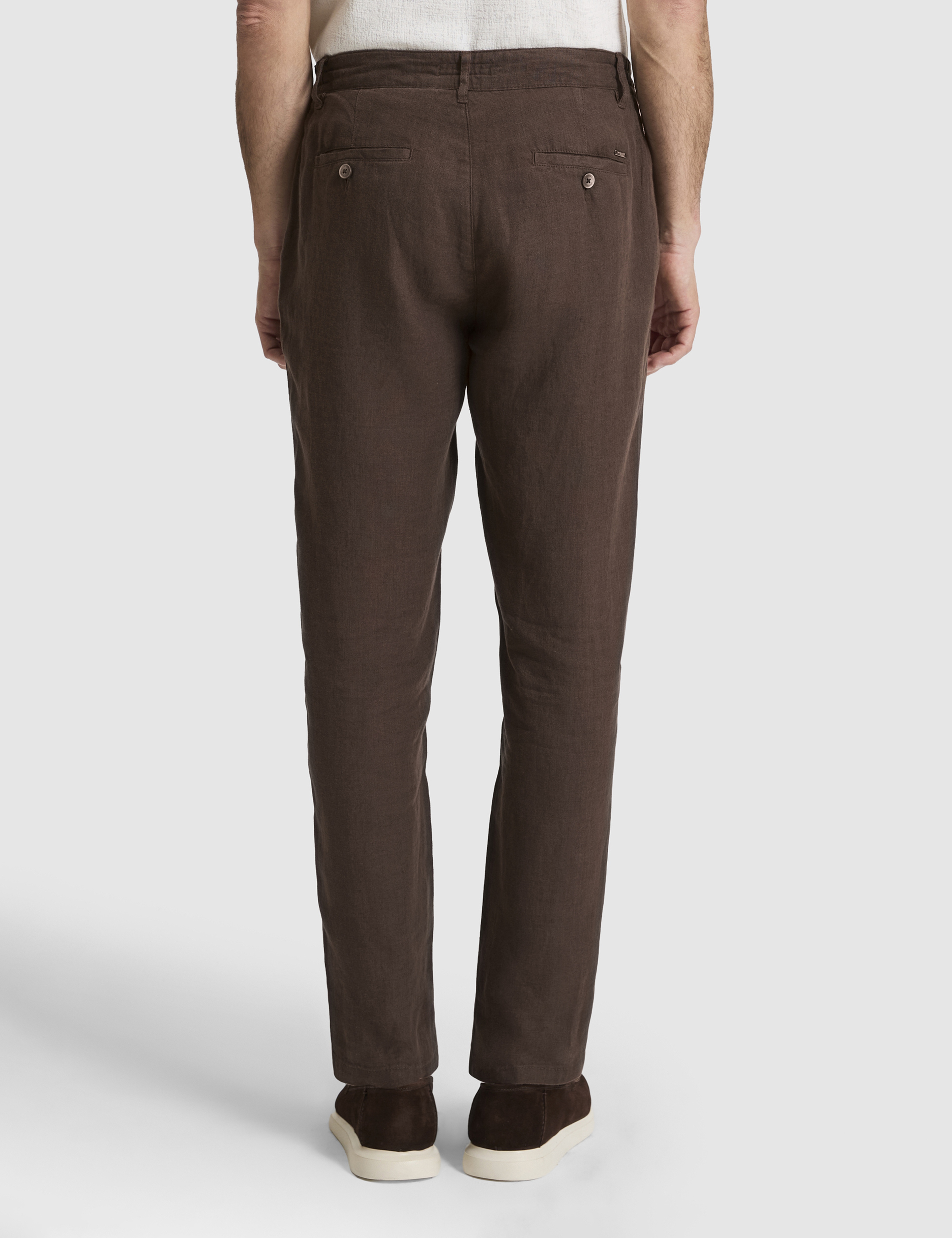 Koyu Kahverengi Carrot Fit %100 Keten Kanvas Pantolon