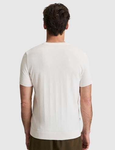 Ekru Slim Fit %100 Pamuk Bisiklet Yaka Triko Tişört