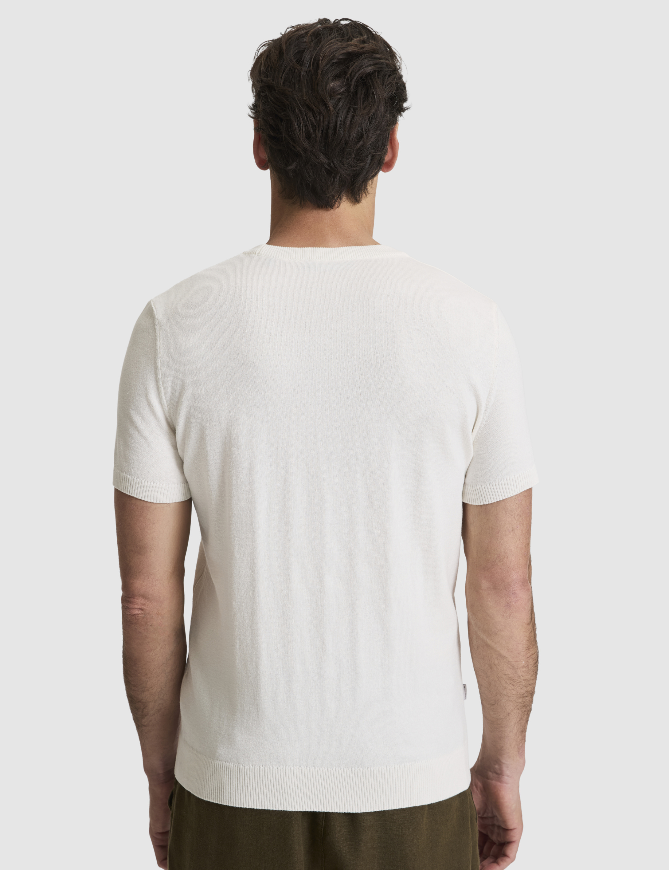 Ekru Slim Fit Bisiklet Yaka Triko Tişört - 50325064001