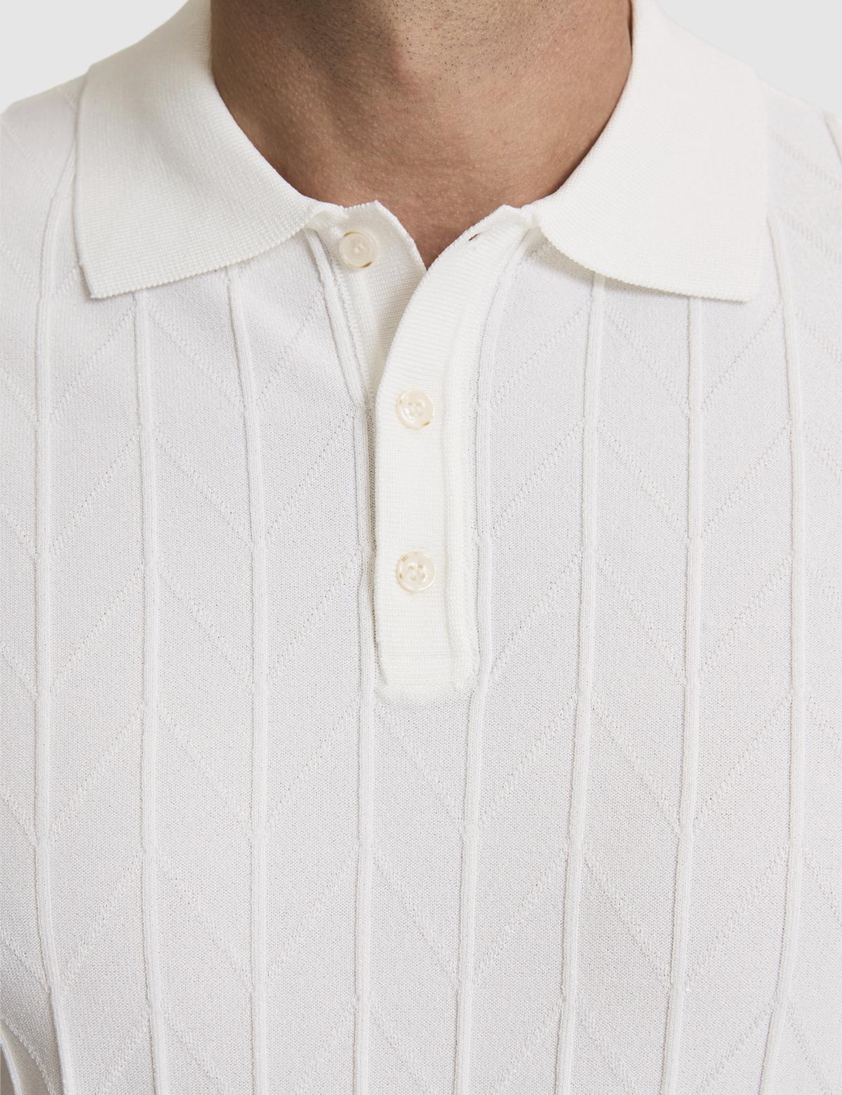 Ekru Slim Fit Polo Yaka Triko Tişört - 50320804001
