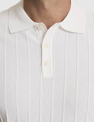 Ekru Slim Fit Düğmeli Polo Yaka Triko Tişört