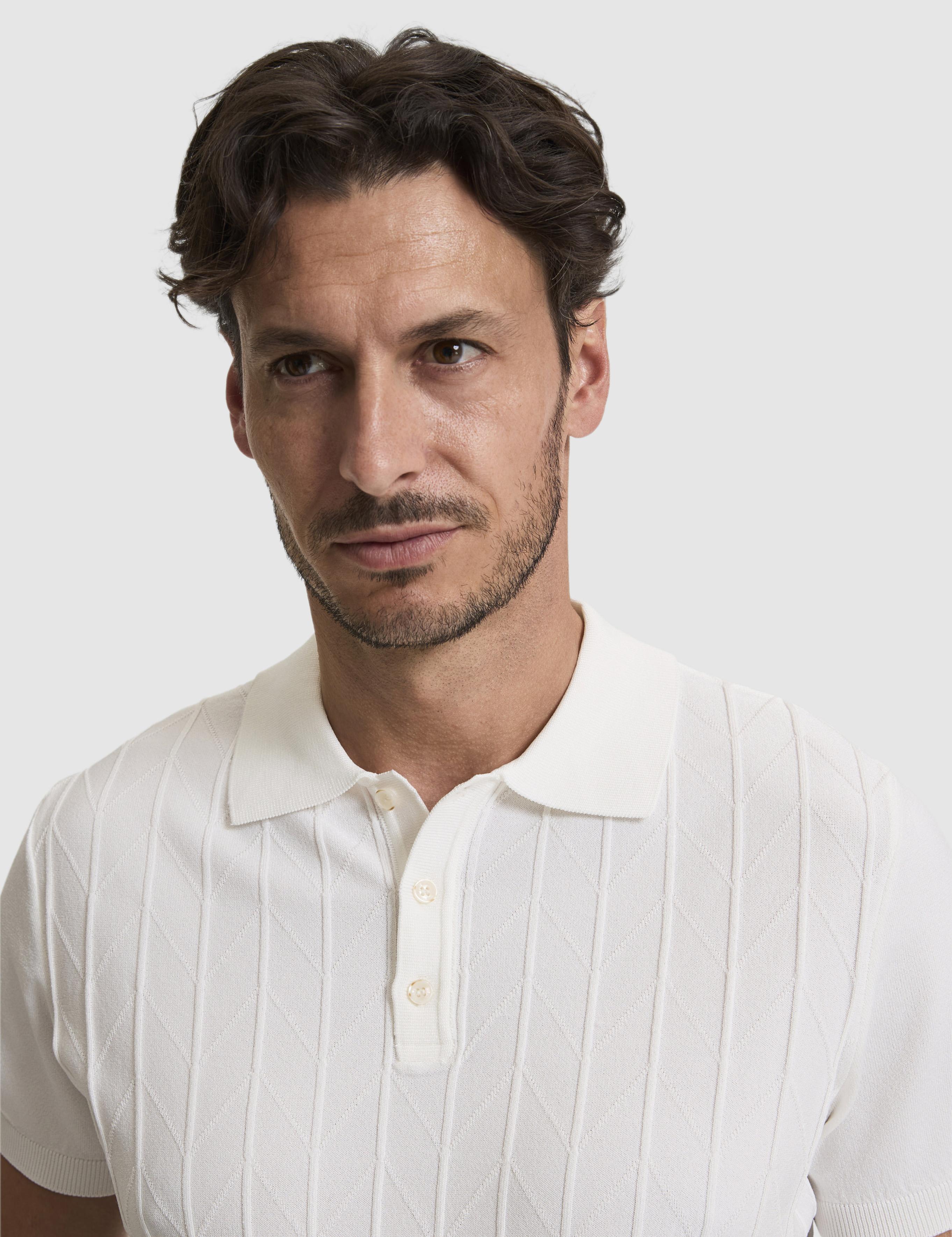 Ekru Slim Fit Polo Yaka Triko Tişört