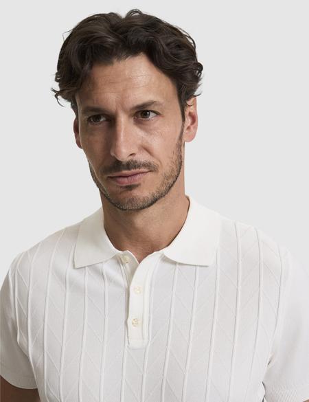 Ekru Slim Fit Polo Yaka Triko Tişört - 50320804001