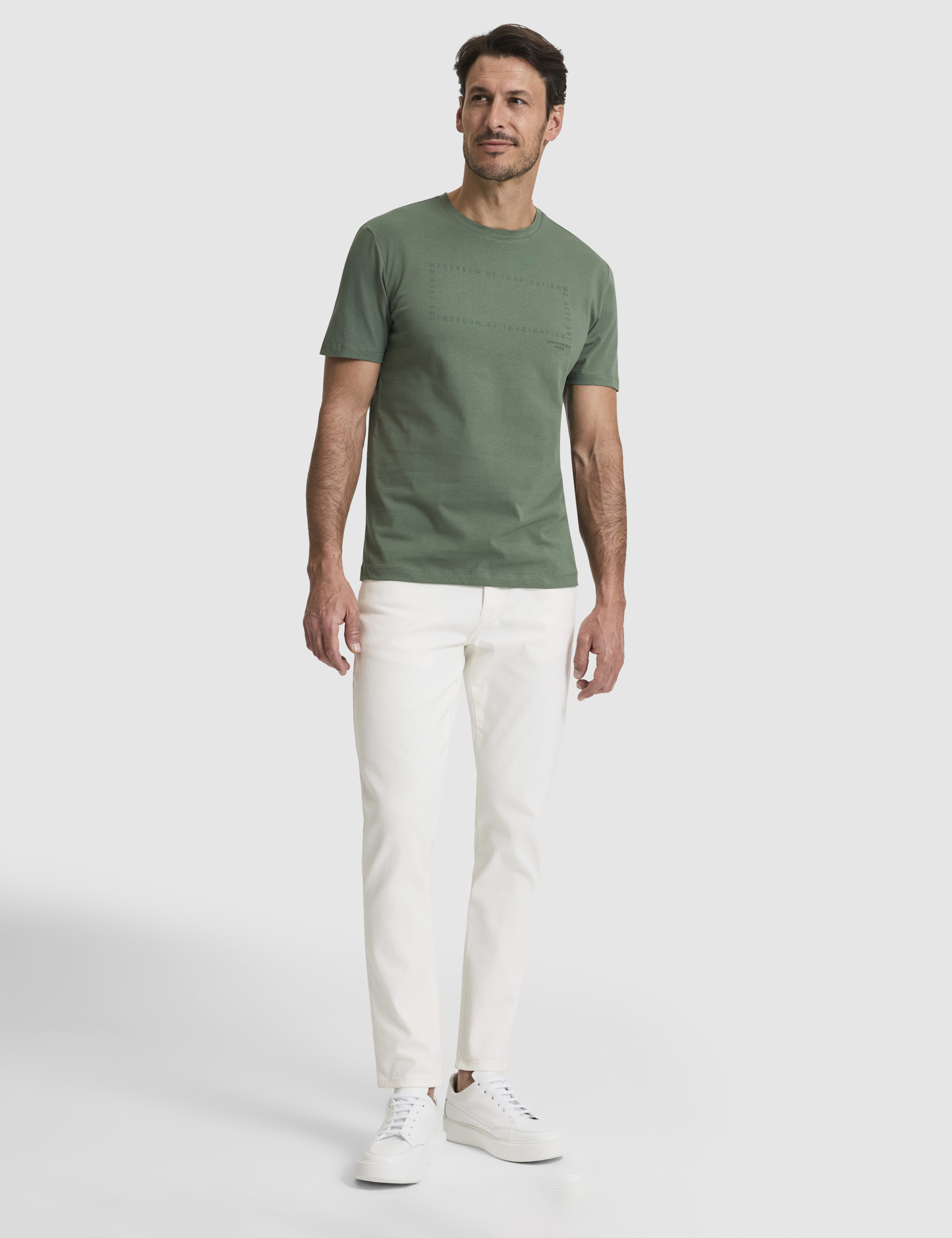 Haki Regular Fit %100 Pamuk Bisiklet Yaka Tişört - 50327871012