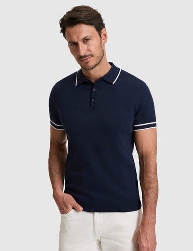 Lacivert Slim Fit %100 Pamuk Düğmeli Polo Yaka Triko Tişört