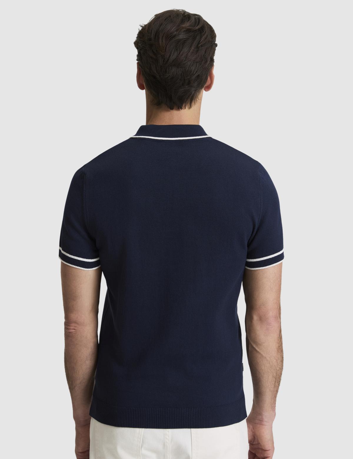 Lacivert Slim Fit Polo Yaka Düğmeli Triko Tişört - 50320831014
