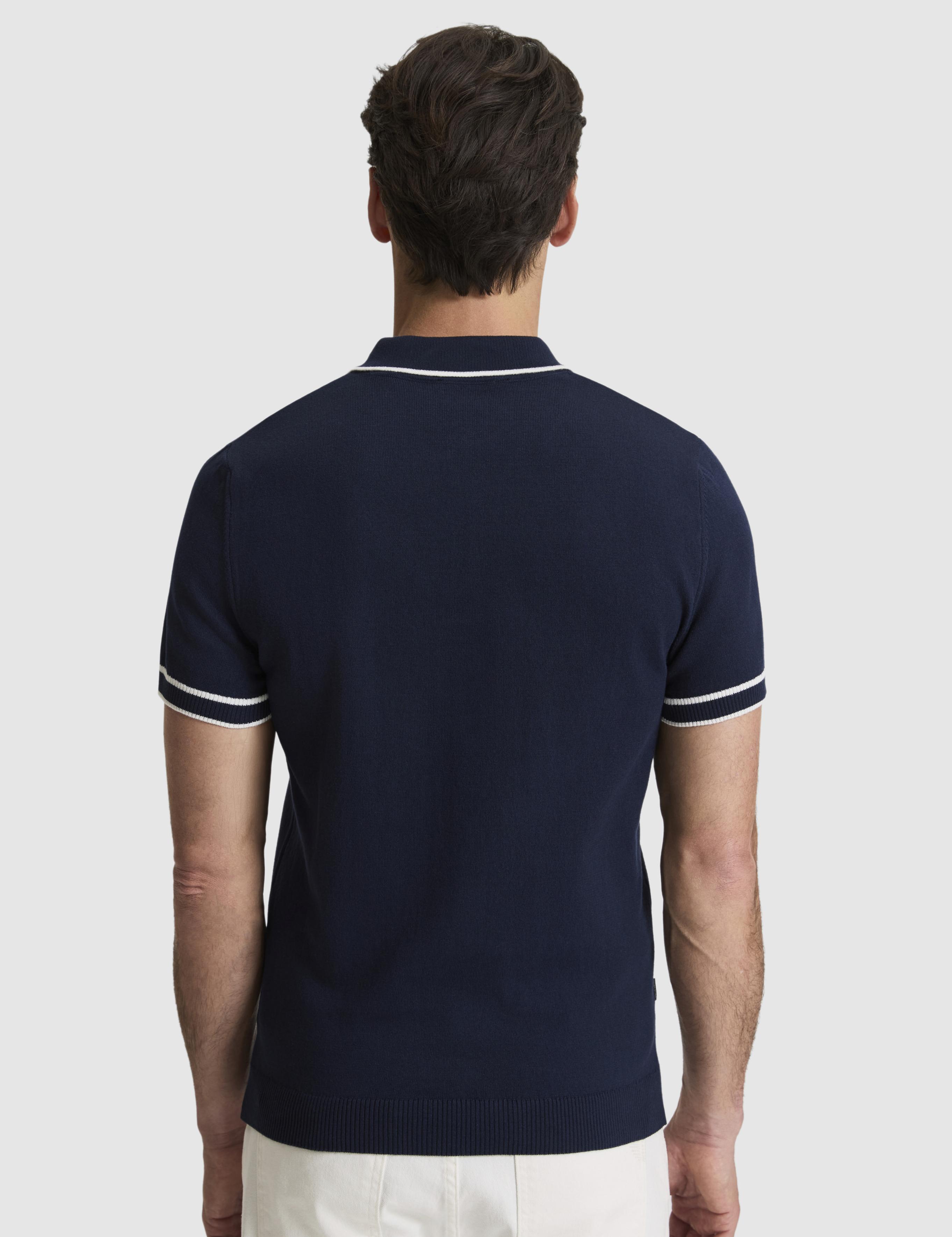 Lacivert Slim Fit Polo Yaka Düğmeli Triko Tişört