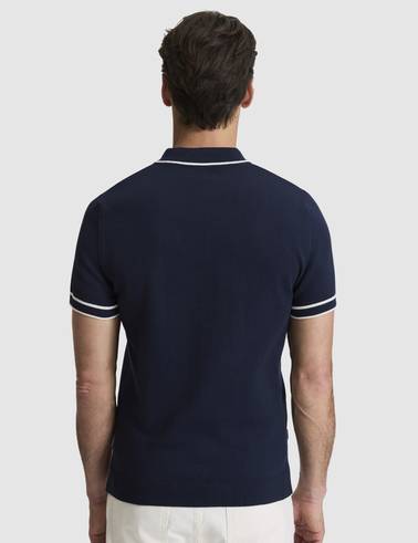 Lacivert Slim Fit %100 Pamuk Düğmeli Polo Yaka Triko Tişört