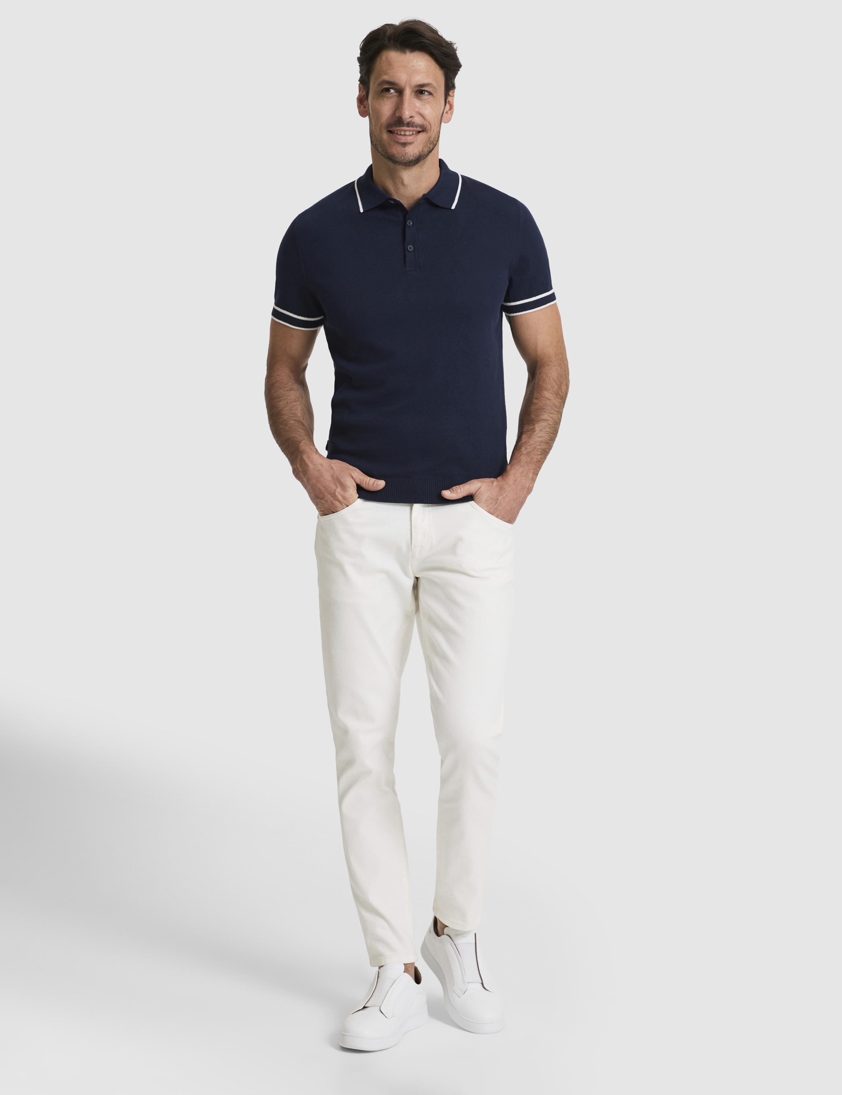 Lacivert Slim Fit Polo Yaka Düğmeli Triko Tişört
