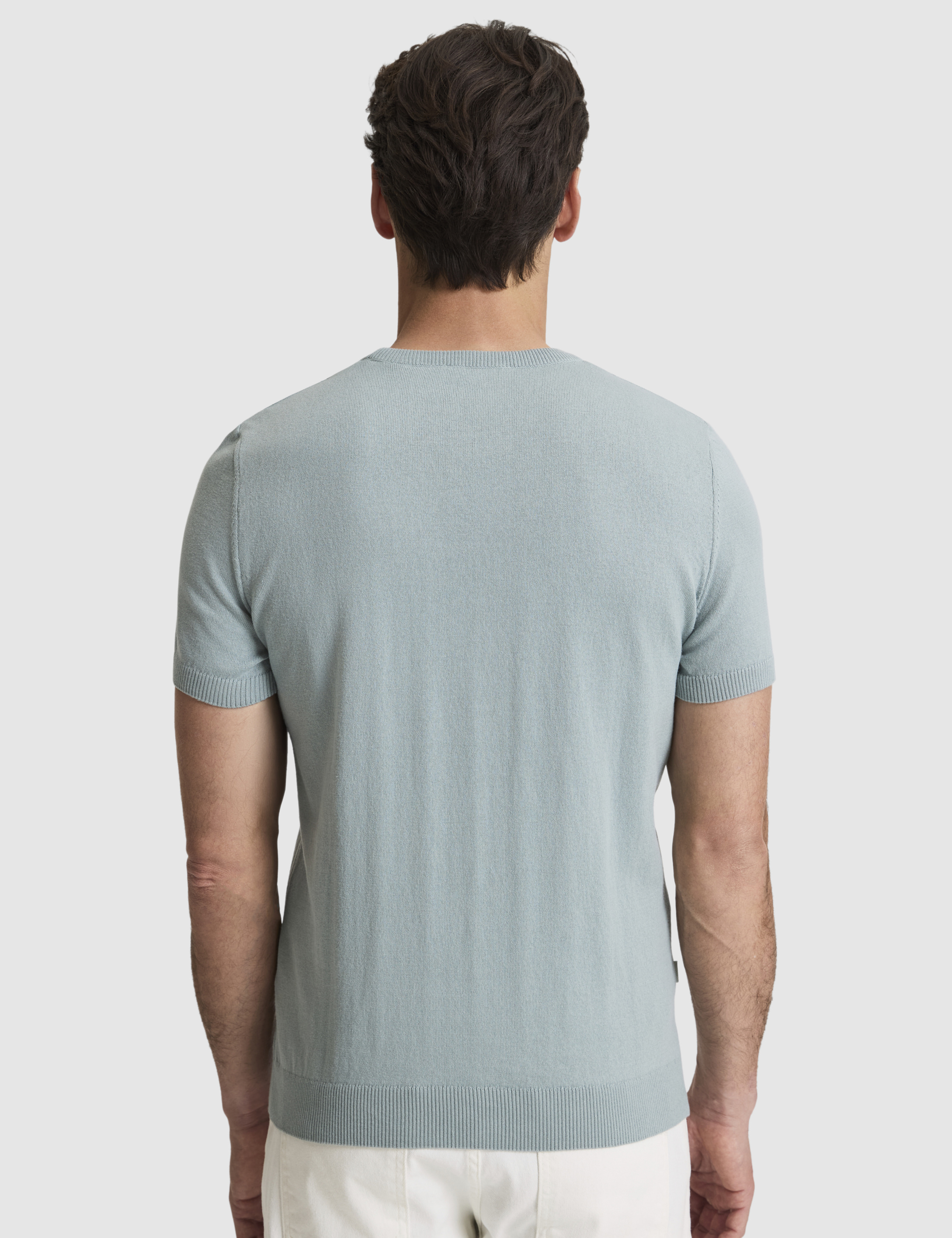 Koyu Mint Slim Fit Bisiklet Yaka Triko Tişört - 50325064013