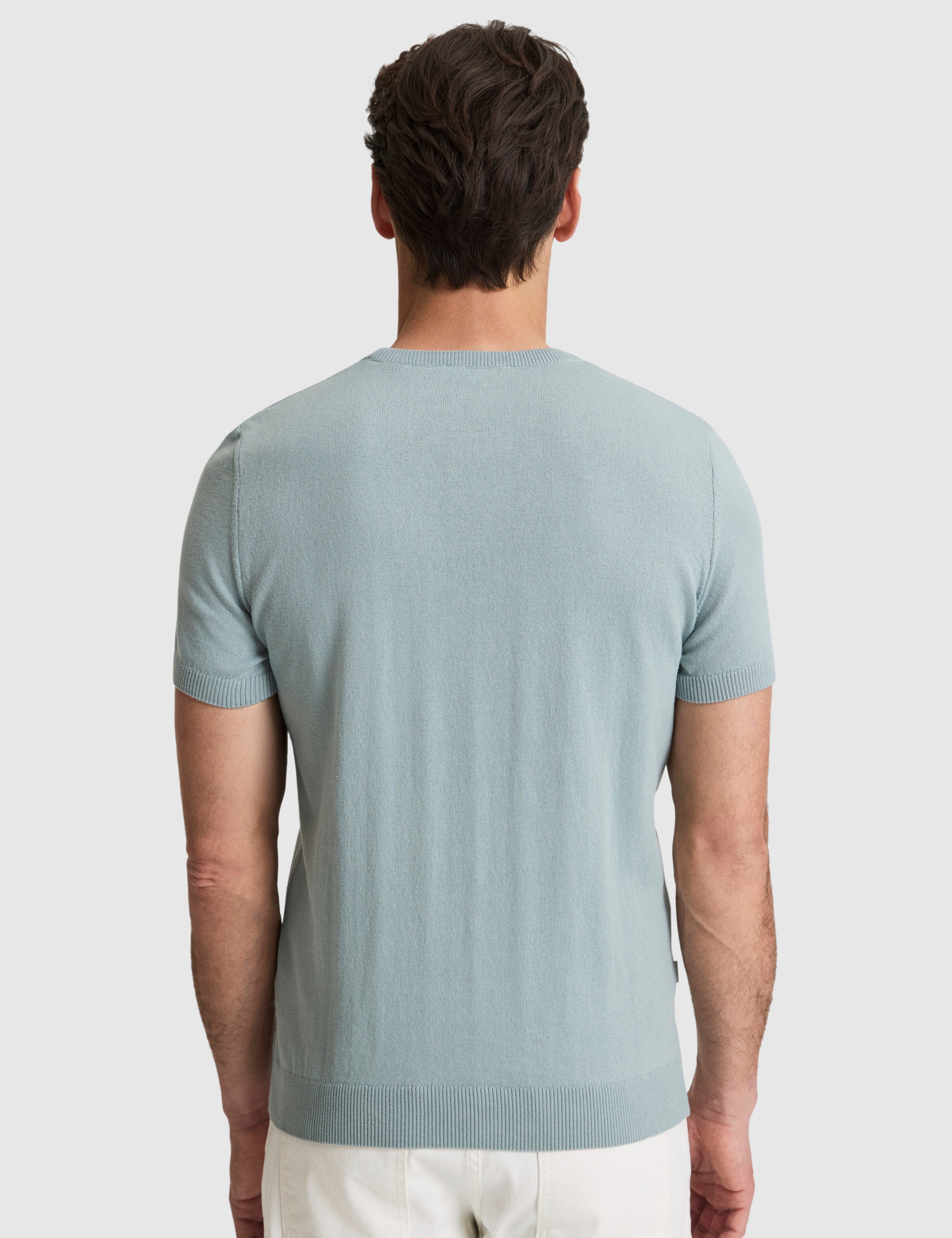 Koyu Mint Slim Fit %100 Pamuk Bisiklet Yaka Triko Tişört
