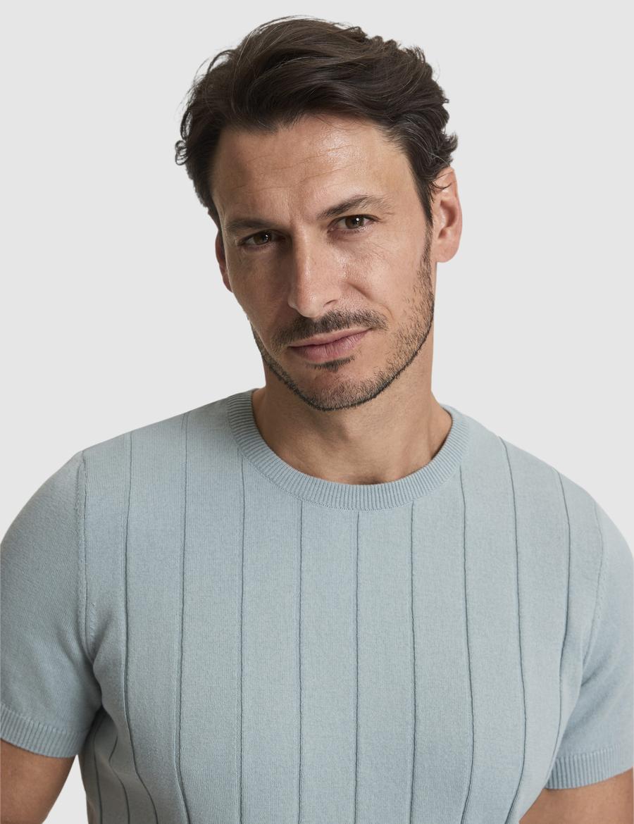 Koyu Mint Slim Fit Bisiklet Yaka Triko Tişört