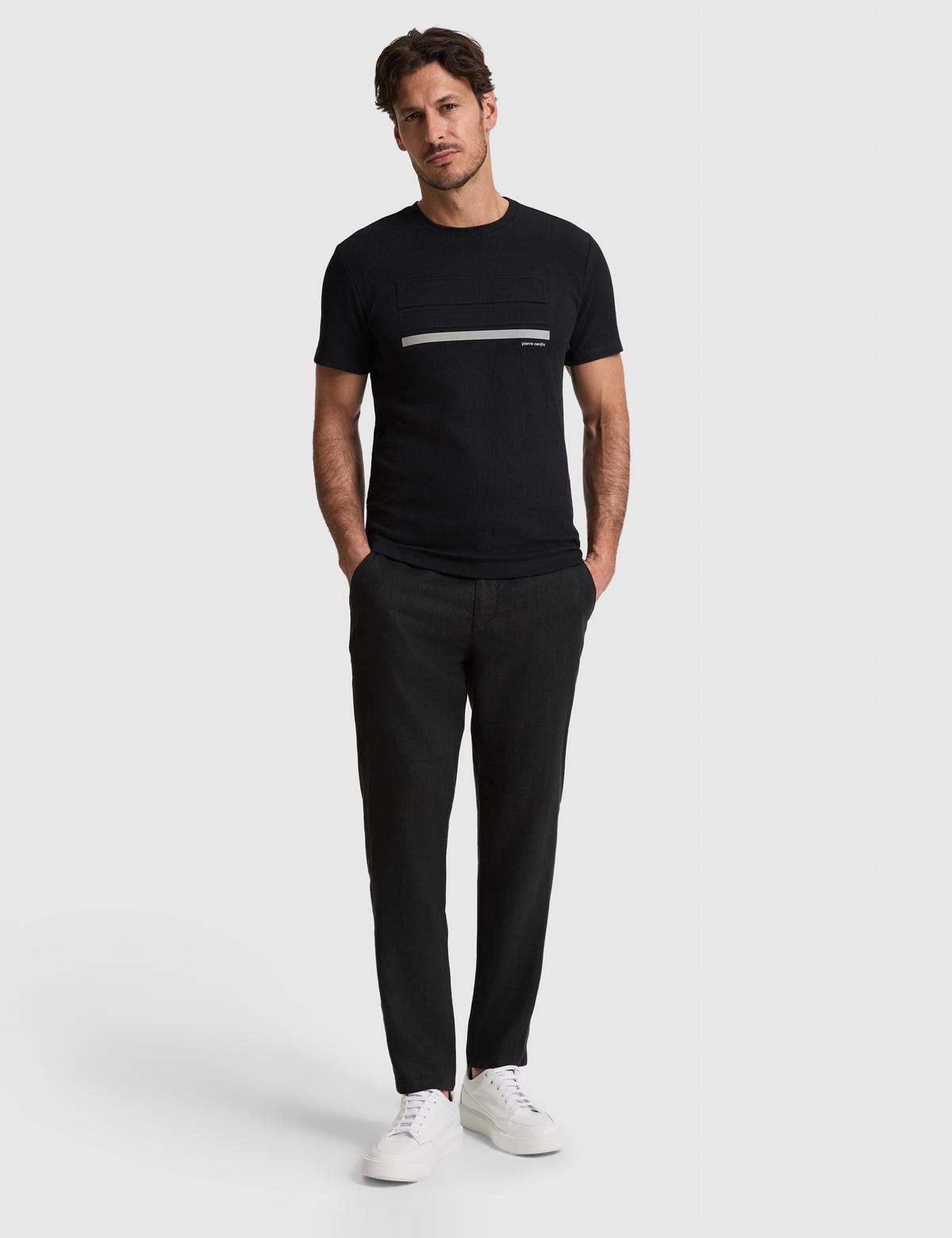Siyah Slim Fit  Bisiklet Yaka Tişört - 50327864029