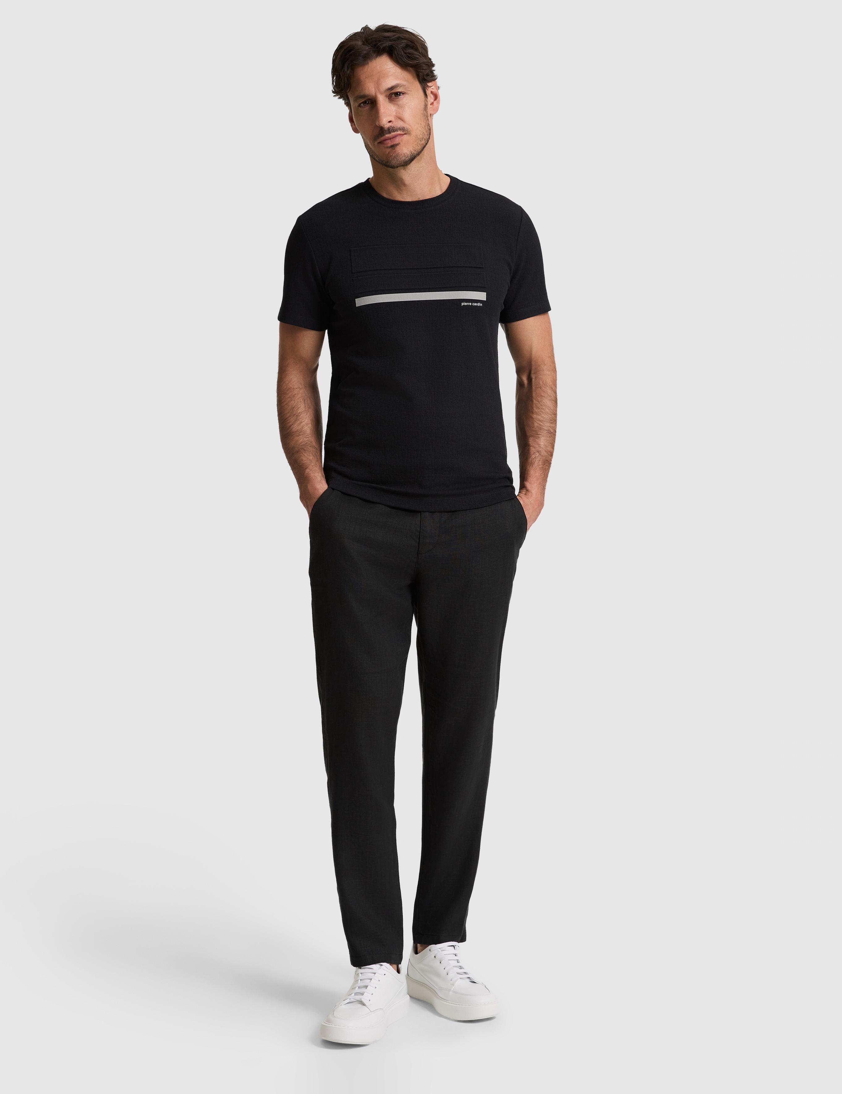 Siyah Slim Fit  Bisiklet Yaka Tişört