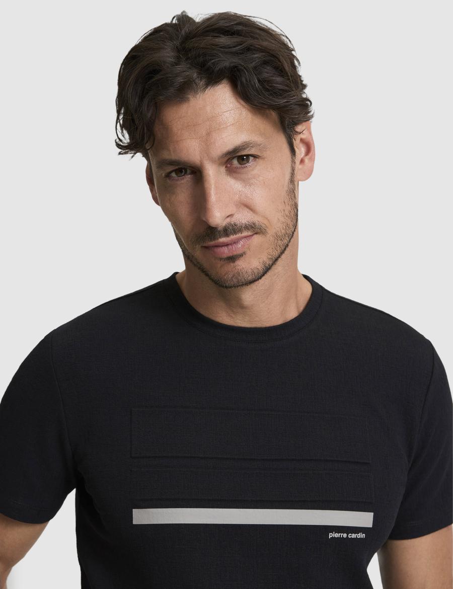 Siyah Slim Fit  Bisiklet Yaka Tişört