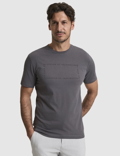Koyu Gri Regular Fit %100 Pamuk Bisiklet Yaka Tişört