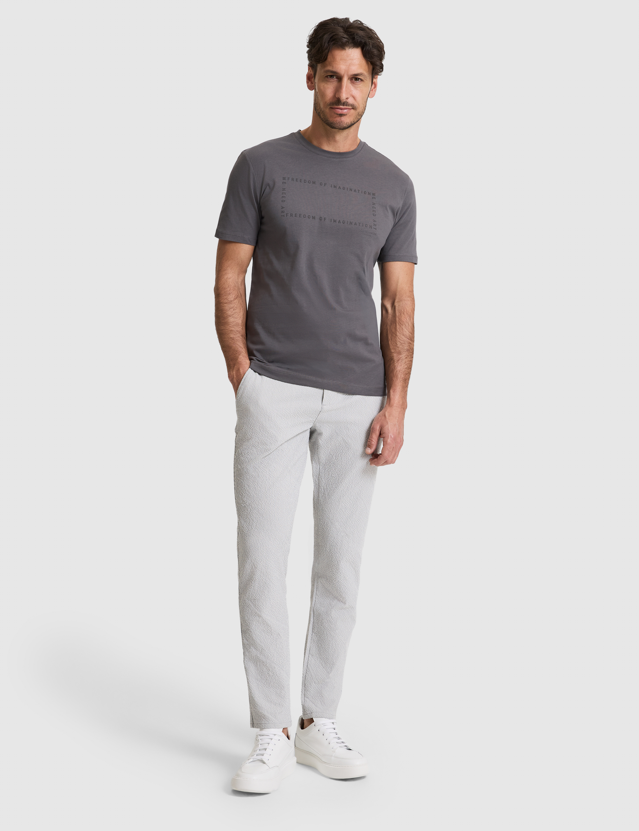 Koyu Gri Regular Fit %100 Pamuk Bisiklet Yaka Tişört - 50327871032
