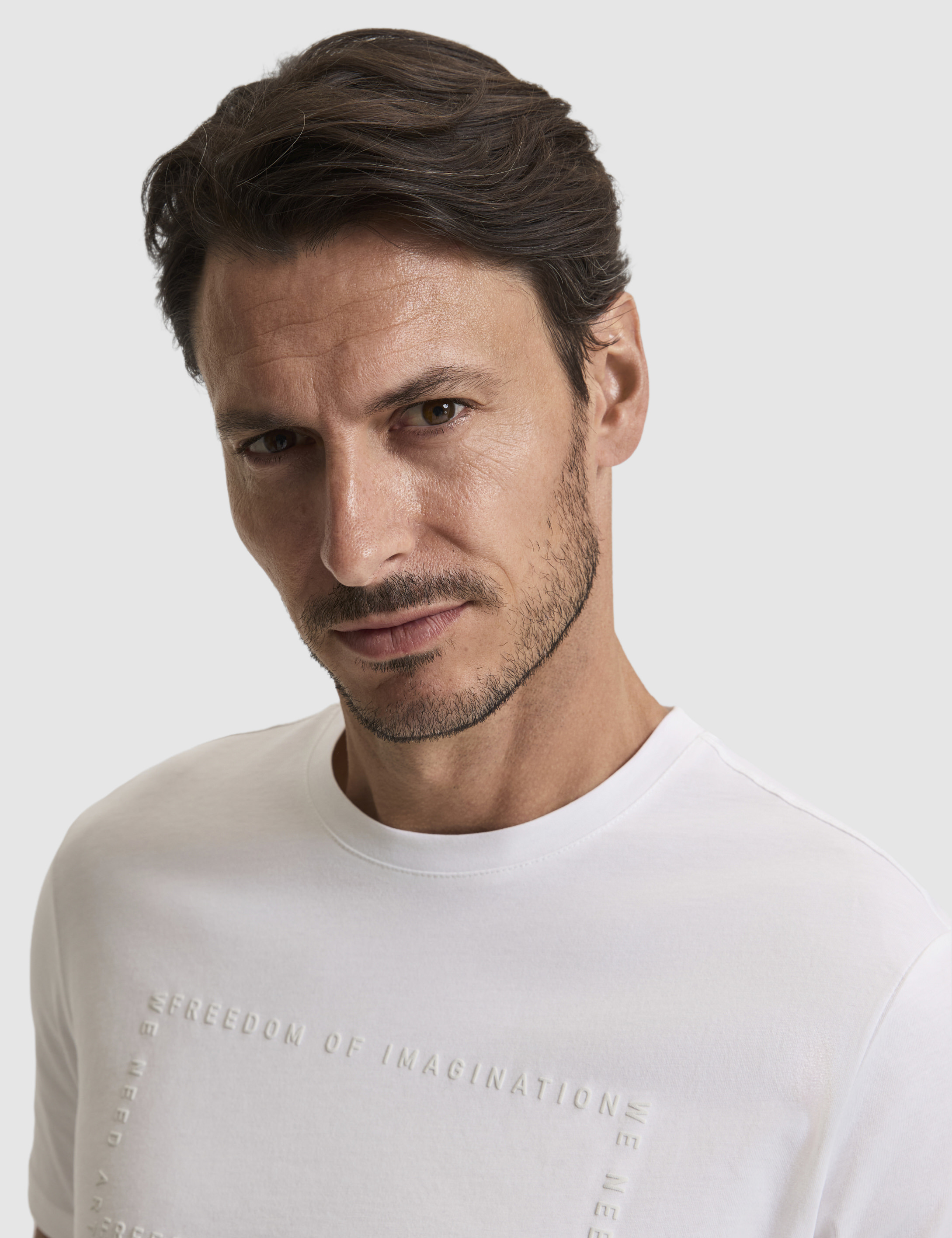 Ekru Regular Fit %100 Pamuk Bisiklet Yaka Tişört - 50327871010