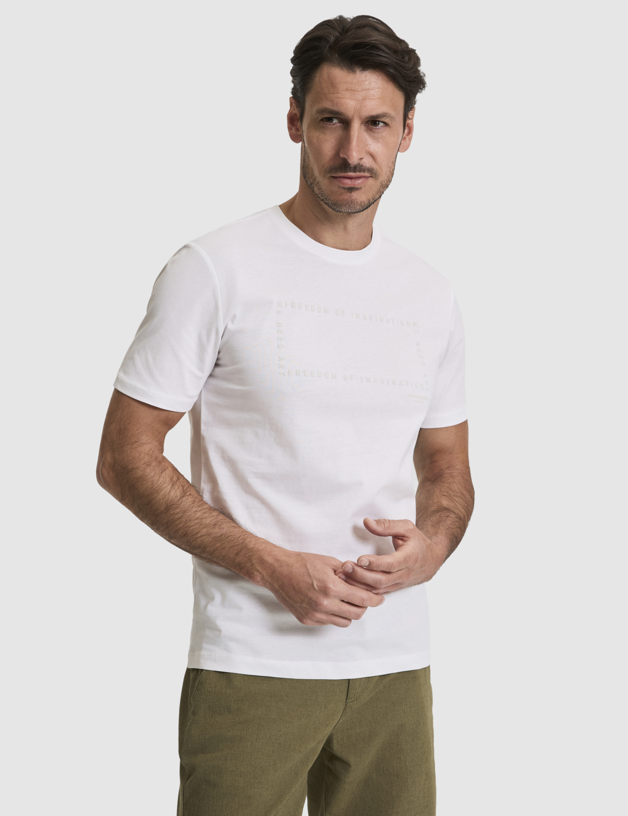 Ekru Regular Fit %100 Pamuk Bisiklet Yaka Tişört - 50327871010