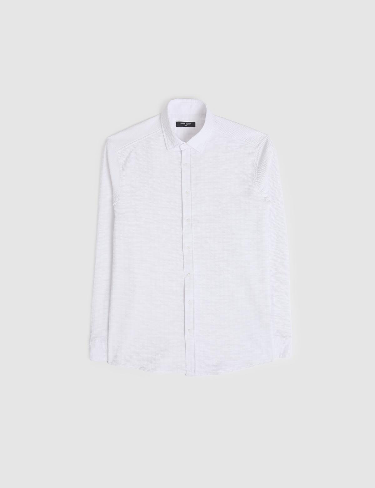 Beyaz Dokulu Regular Fit Kısa Kollu Gömlek - 50320859033