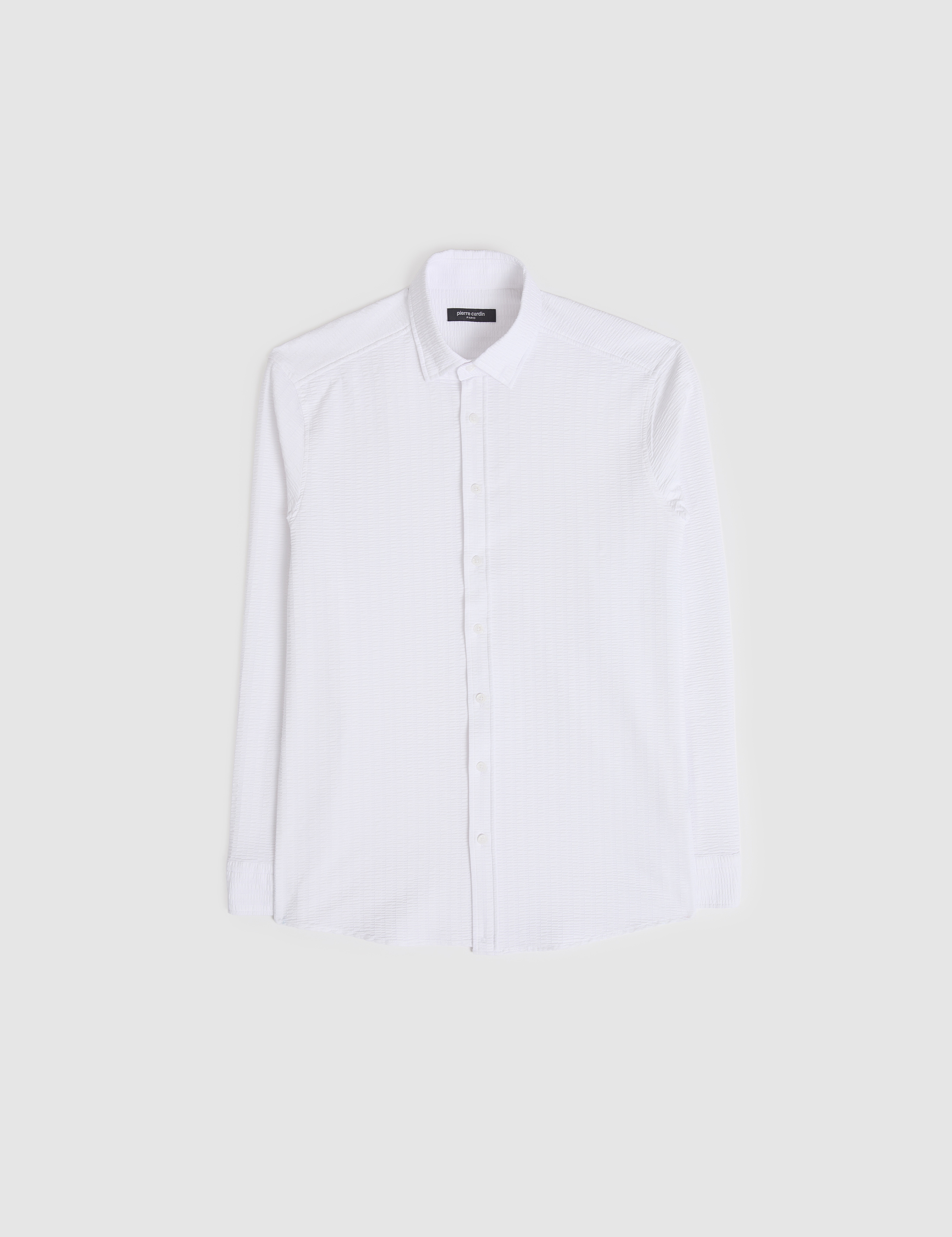 Beyaz Dokulu Regular Fit Kısa Kollu Gömlek - Image 6