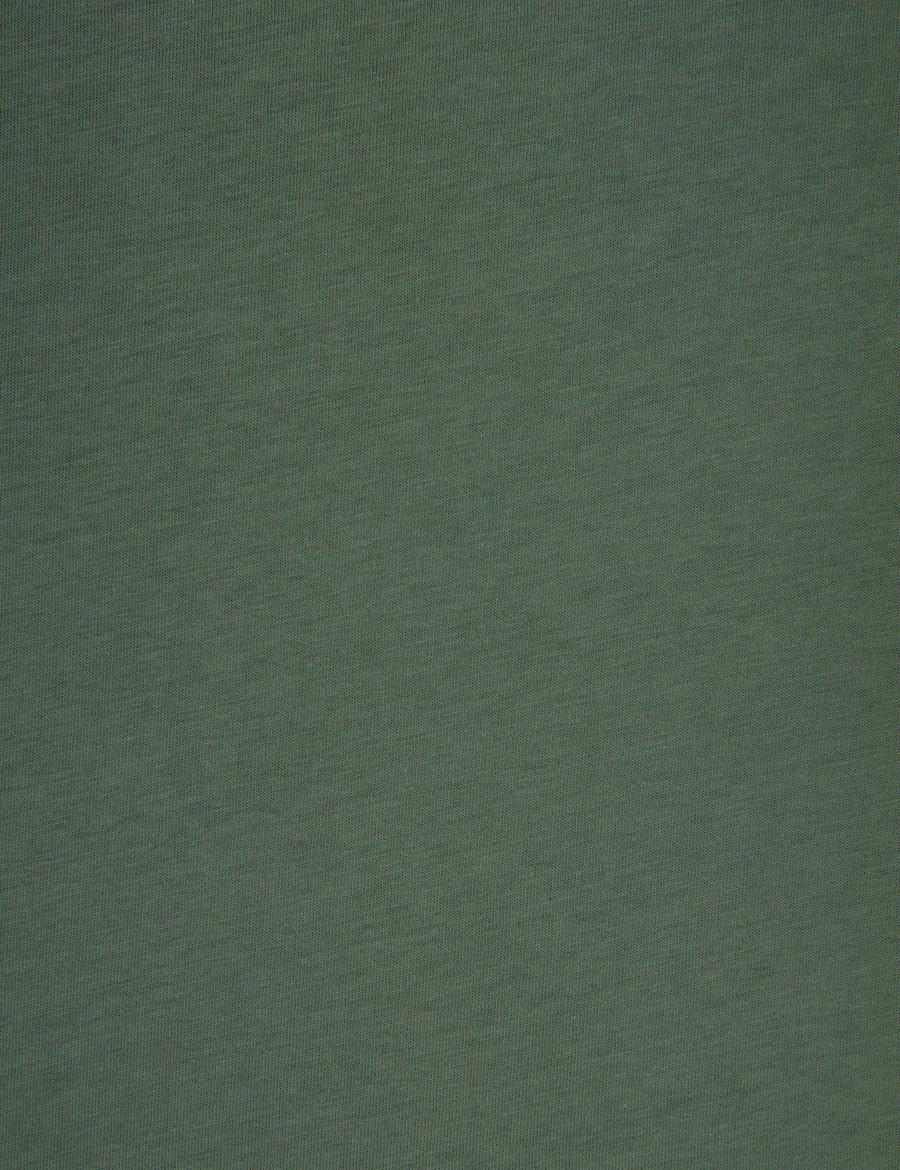 Haki Slim Fit %100 Pamuk Bisiklet Yaka Basic Tişört