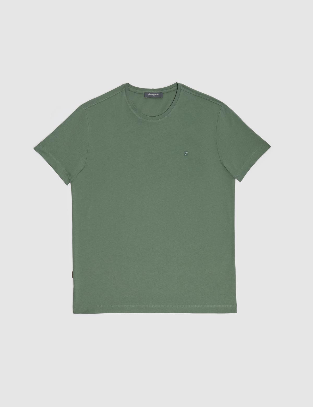 Haki Slim Fit %100 Pamuk Bisiklet Yaka Basic Tişört - 50325307146