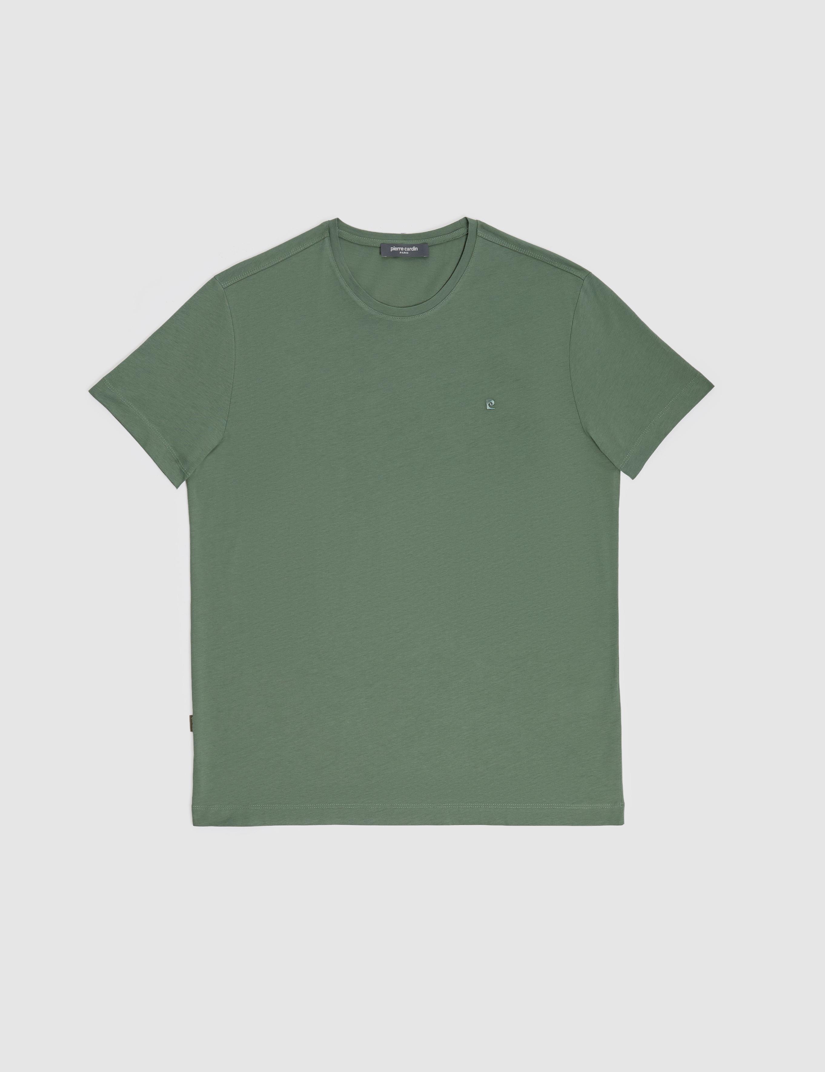 Haki Slim Fit %100 Pamuk Bisiklet Yaka Basic Tişört