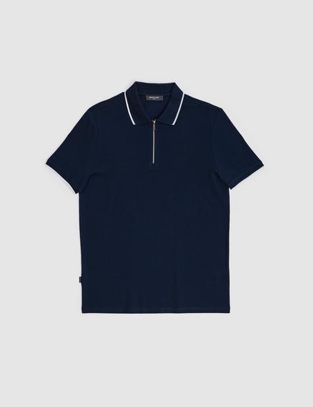 Lacivert Slim Fit %100 Pamuk Fermuarlı Polo Yaka Tişört - 50327873025