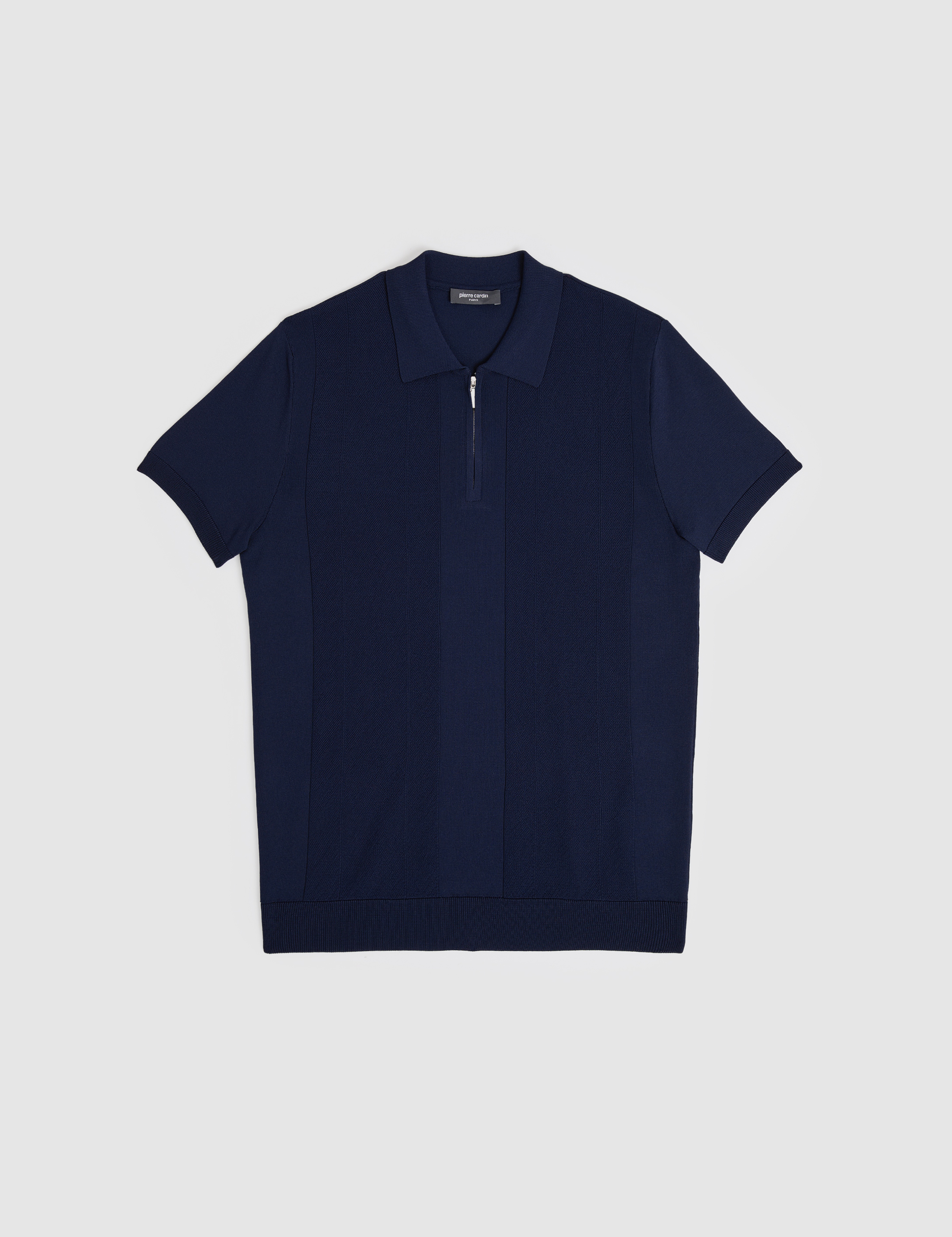 Lacivert Slim Fit Polo Yaka Fermuarlı Triko Tişört - Image 7