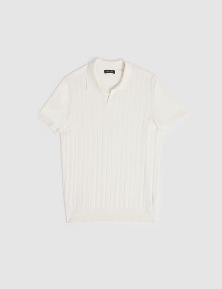 Ekru Slim Fit %100 Pamuk Apaş Yaka Triko Tişört - 50325074003