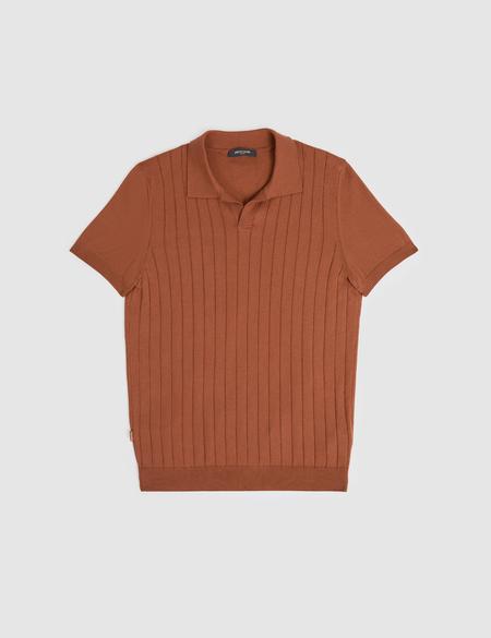 Açık Kahverengi Slim Fit %100 Pamuk Apaş Yaka Triko Tişört - 50325074021
