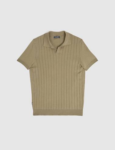Haki Slim Fit %100 Pamuk Apaş Yaka Triko Tişört