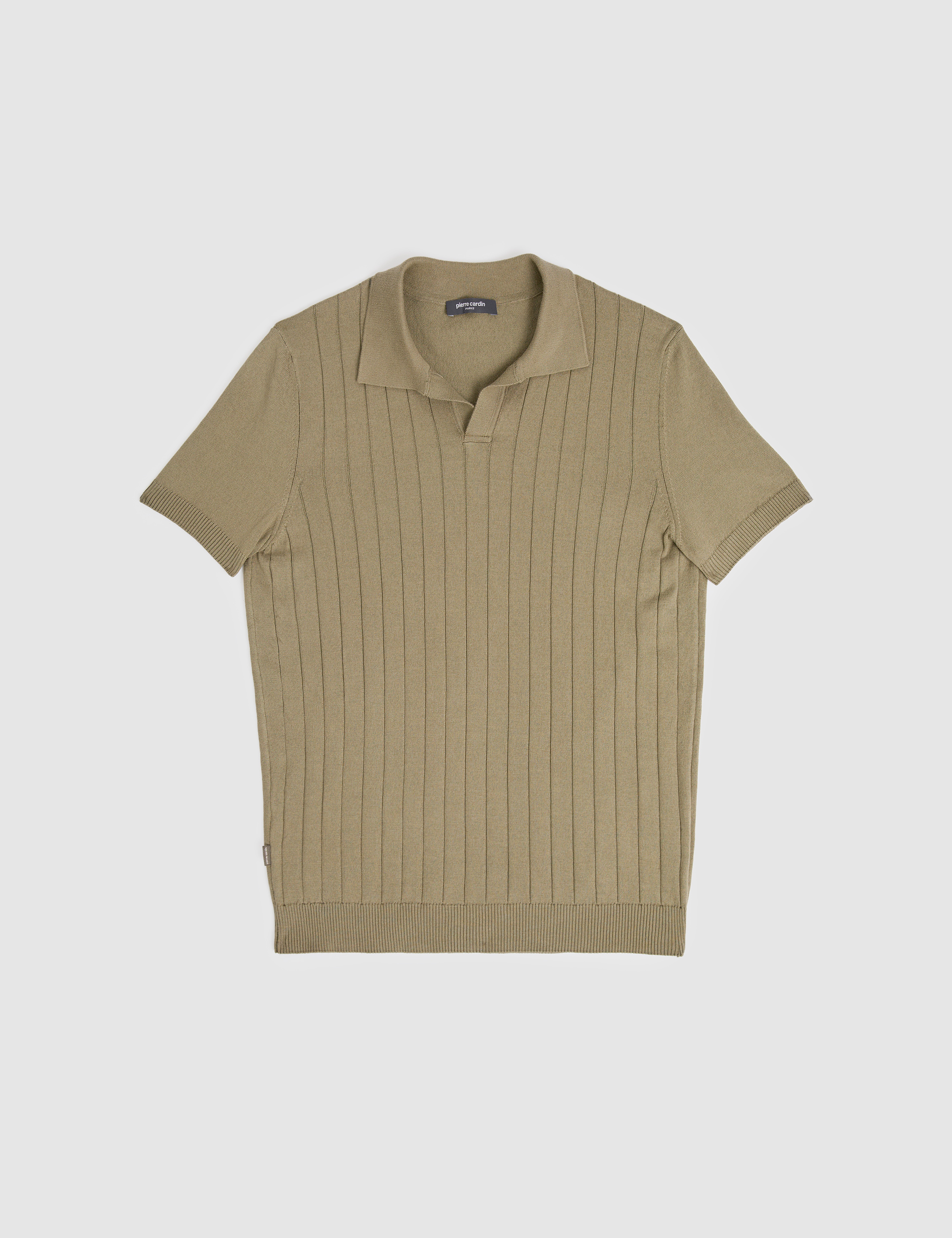 Haki Slim Fit %100 Pamuk Apaş Yaka Triko Tişört