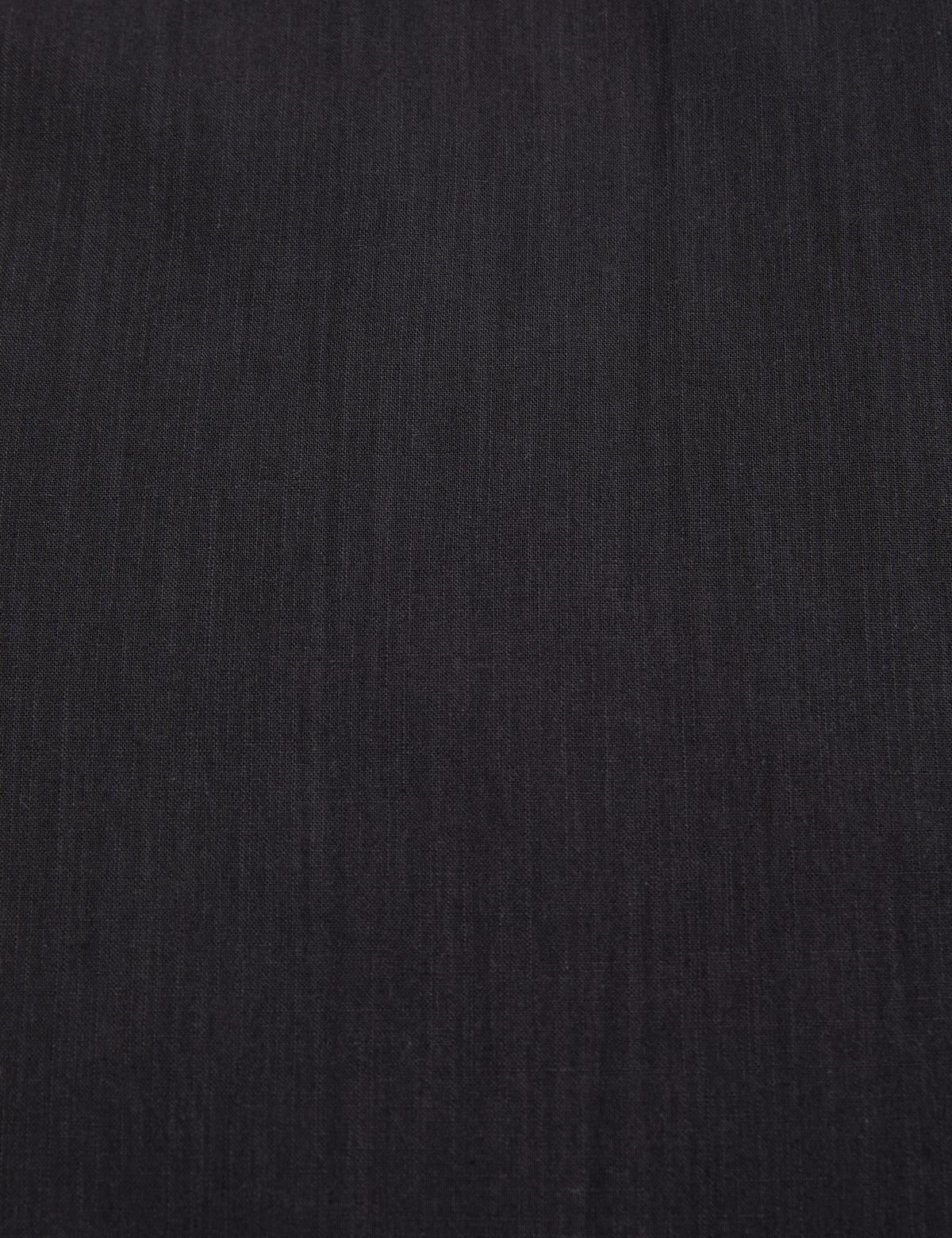 Siyah %100 Pamuk Keten Görünümlü Slim Fit Uzun Kollu Gömlek - 50325355062