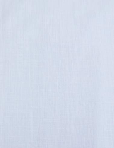 Açık Mavi %100 Pamuk Keten Görünümlü Slim Fit Uzun Kollu Gömlek