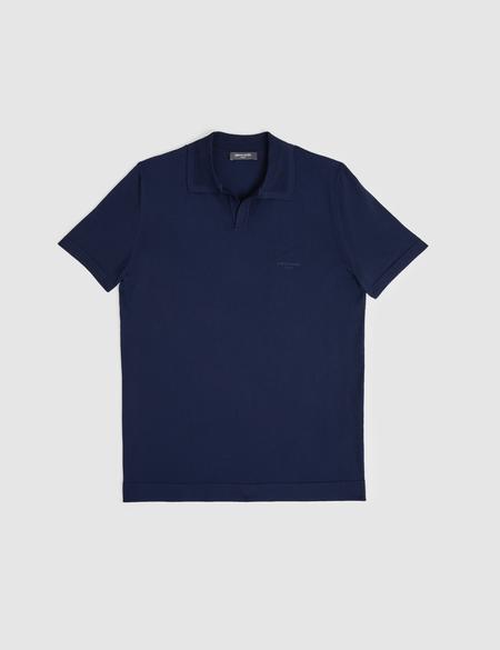 Lacivert Slim Fit Apaş Yaka Triko Tişört - 50324073001