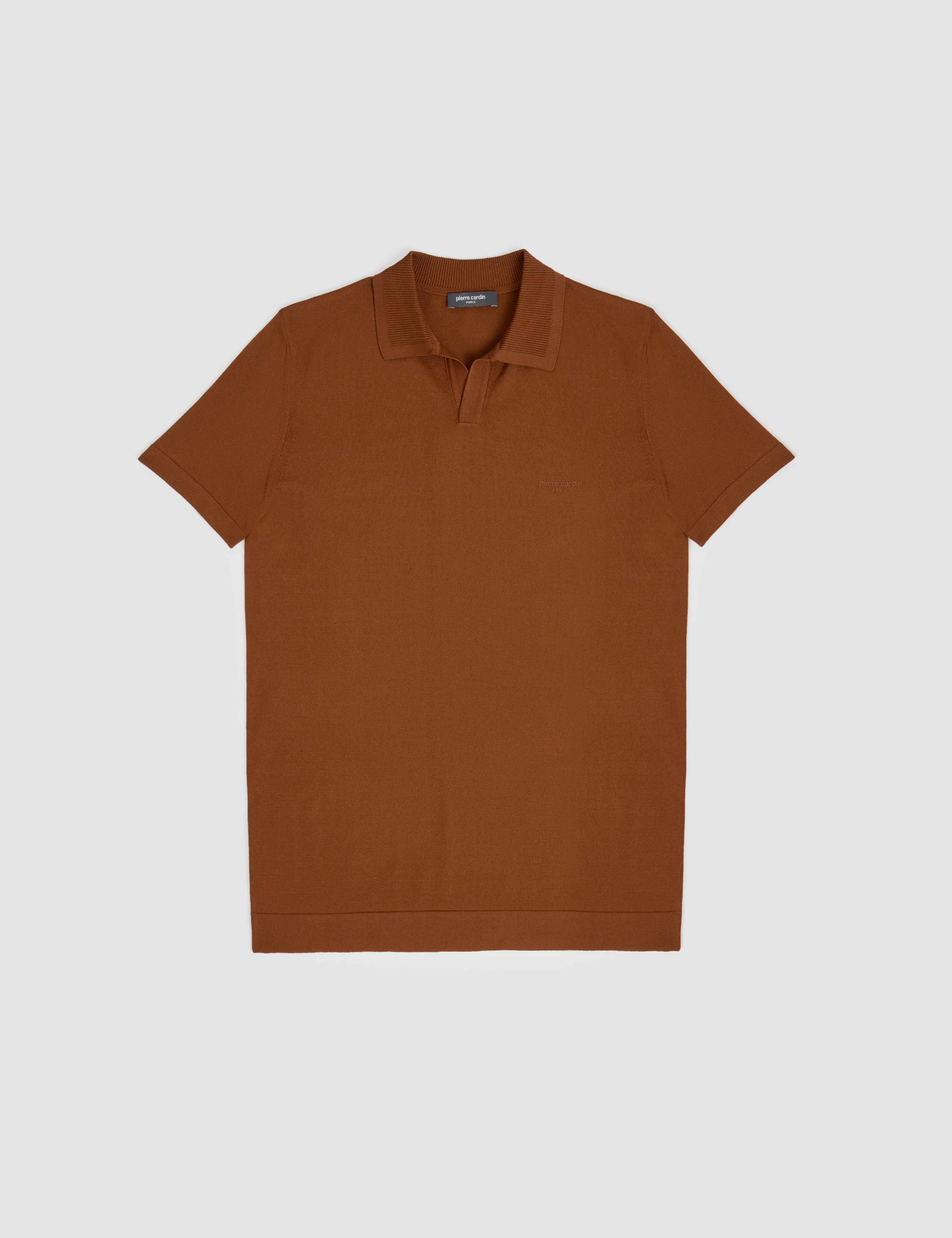 Açık Kahverengi Slim Fit Apaş Yaka Triko Tişört - Image 6